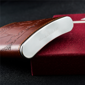 GENNISSY VIP Pinted Brown Hip Flask Single Portable Refinement Stainless Steel 9oz Flask Gentleman Alcohol Drinkware